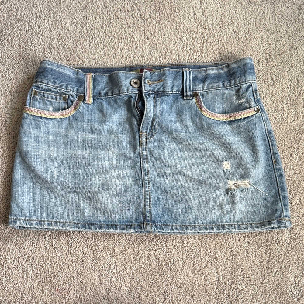 Old Navy Light Blue Distressed Mini Skirt